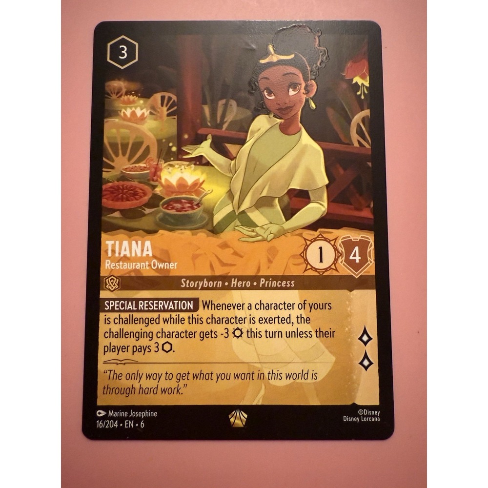 Disney Lorcana Tiana Restaurant Owner #16/204 Set 6 Foil Trading Card